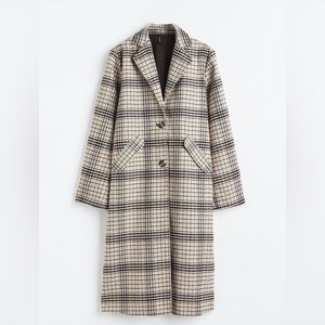 H&M Plaid Coat in Light beige/plaid